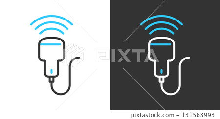Echocardiogram two-color line icon Echocardiogram two-color line icon 131563993