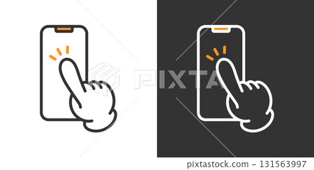 Smartphone tap two-color line icon Smartphone tap two-color line icon 131563997