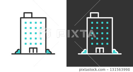 Building two-color line icon 131563998