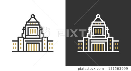 議會大樓雙色線圖標 131563999