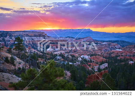 Bryce Canyon Sunrise Point Colorful Hoodoos and Pine Trees at Golden Hour 131564022