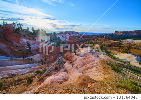 Hoodoo Formations and Colorful Landscape at Sunrise in Bryce Canyon National Park Utah Hoodoo Formations and Colorful Landscape at Sunrise in Bryce Canyon National Park Utah 131564045