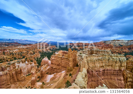 Bryce Canyon National Park Hoodoos Dramatic Sky and Pine Forest Vista Bryce Canyon National Park Hoodoos Dramatic Sky and Pine Forest Vista 131564056