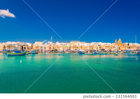 Cityscape of a small Maltese town of Marsaxlokk, Malta Cityscape of a small Maltese town of Marsaxlokk, Malta 131564083