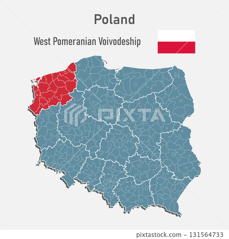 Vector map Poland, West Pomeranian voivodeship 131564733