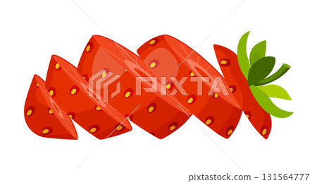 Sliced strawberry, separated into several layers. Hand drawn flat style isolated 131564777