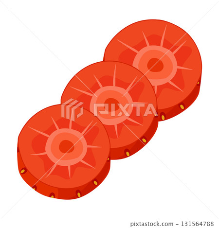 Sliced strawberry, separated into several layers. Hand drawn flat style isolated 131564788