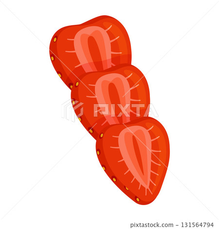 Sliced strawberry, separated into several layers. Hand drawn flat style isolated Sliced strawberry, separated into several layers. Hand drawn flat style isolated 131564794