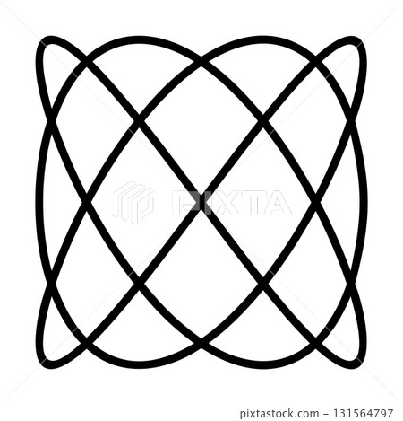 Three by four Lissajous figure. Also known as Lissajous or Bowditch curves, are mathematical curve graphs that arise from the superposition of two harmonic oscillations at right angles to each other. 131564797