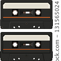 Vintage black cassette tape flat vector illustration 131565024