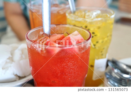 Cooling Tropical Drinks with Coconut Ice Cream 131565073