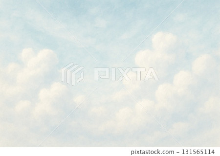 Blue sky and clouds background illustration | Soft painting style sky pattern 131565114