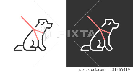 Guide dog two-color line icon 131565419