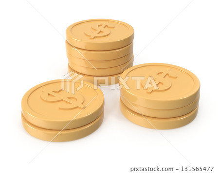 Stacks of Gold Coins with Dollar Signs Stacks of Gold Coins with Dollar Signs 131565477
