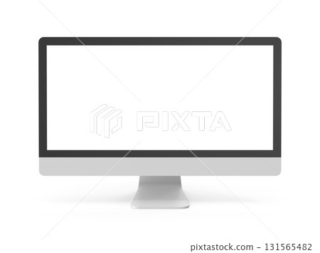 Modern Desktop Computer Monitor with White Screen 131565482