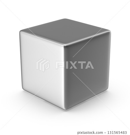Shiny Metallic Cube Rendered in 3D 131565483