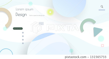 Minimal abstract geometric shape, line and gradient color on white background. Modern vector design. Creative geometric background for business landing page, banner, website, web, template banner 131565733