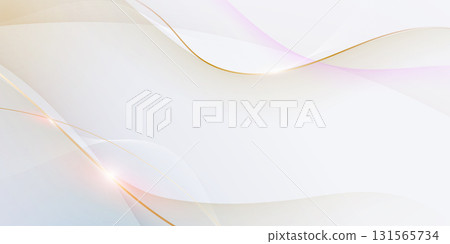 Abstract soft white, gold wave line pattern and texture on light gray gradient background. Vector element smooth line design. Digital technology concept for luxury business template, banner background 131565734