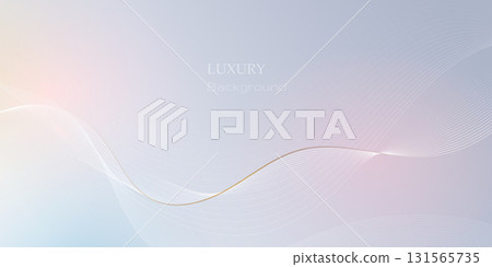 Abstract soft white, gold wave line pattern and texture on light gray gradient background. Vector element smooth line design. Digital technology concept for luxury business template, banner background 131565735