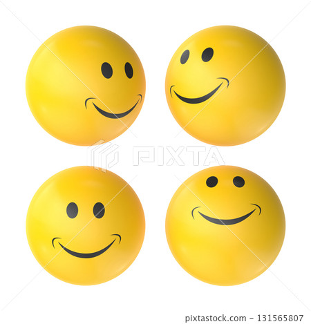 Four yellow smiley face balls Four yellow smiley face balls 131565807