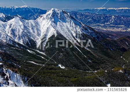 冬季從八岳橫岳眺望阿彌陀岳、南阿爾卑斯山、中央阿爾卑斯山 131565826