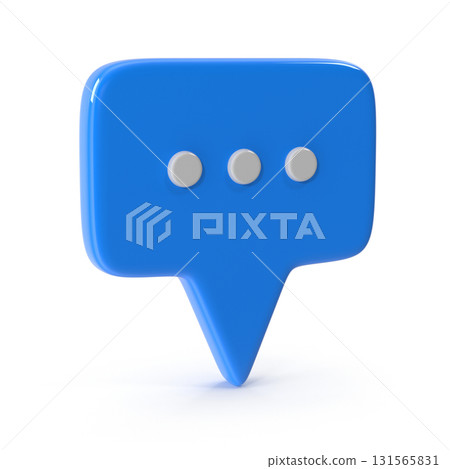 3d blue chat bubble icon with dots 131565831
