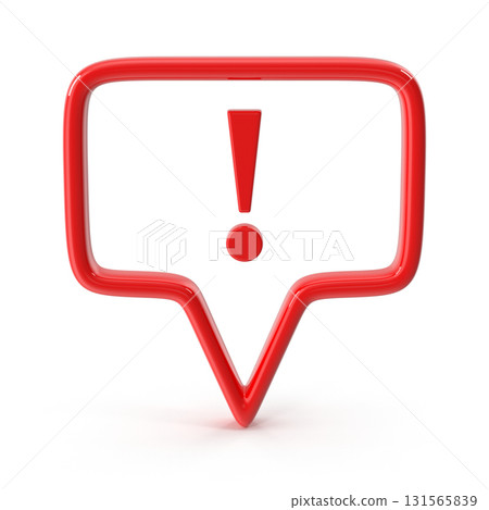 Exclamation mark in a red speech bubble 131565839
