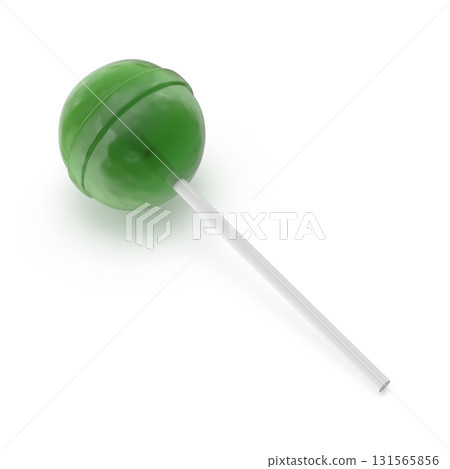 Green lollipop on a white stick 131565856