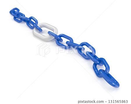 Blue chain with a white link Blue chain with a white link 131565863