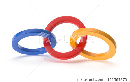 Interlocking colored rings symbolizing connection and unity 131565873