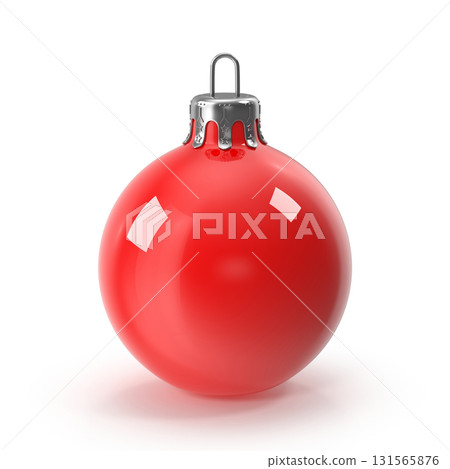 Red christmas ornament with silver cap 131565876