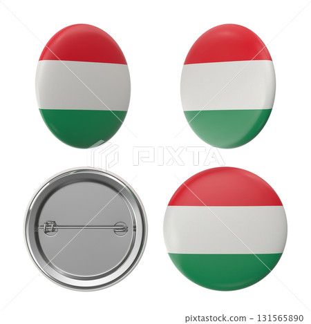 Hungarian flag badge set button pins in various views Hungarian flag badge set button pins in various views 131565890