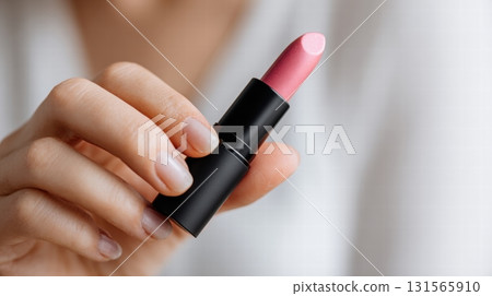 A woman hand holding a lipstick mockup A woman hand holding a lipstick mockup 131565910