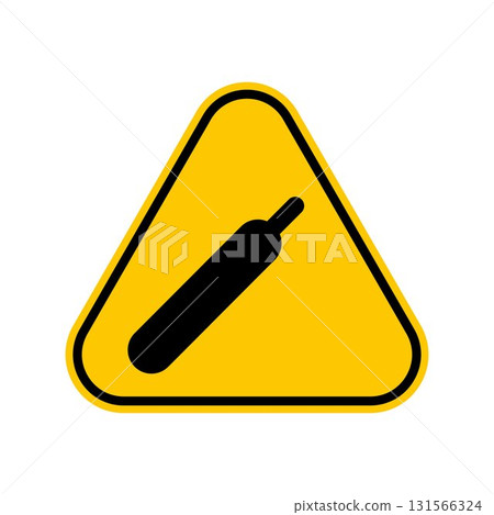 Compressed gas warning symbol, gas bottle hazard sign, Yellow Triangle Caution Symbol, isolated on white background, vector icon Compressed gas warning symbol, gas bottle hazard sign, Yellow Triangle Caution Symbol, isolated on white background, vector icon 131566324