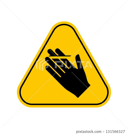 Cutting risk symbol. Cutting of Fingers or Hand Sign. ISO Triangle Warning Symbol Simple, Yellow Triangle Caution Symbol, isolated on white background, vector icon Cutting risk symbol. Cutting of Fingers or Hand Sign. ISO Triangle Warning Symbol Simple, Yellow Triangle Caution Symbol, isolated on white background, vector icon 131566327