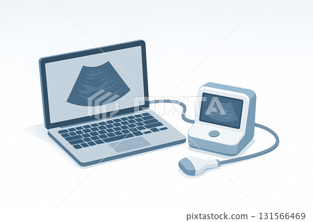 用於家訪和家庭醫療保健的便攜式超音波設備的圖示 131566469