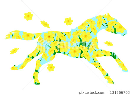 奔馬和黃水仙的插圖 奔馬和黃水仙的插圖 131566703