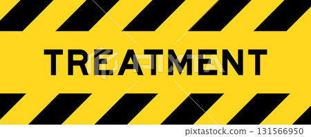 Yellow and black color with line striped label banner with word treatment Yellow and black color with line striped label banner with word treatment 131566950