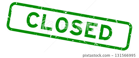 Grunge green closed word square rubber seal stamp on white background 131566995