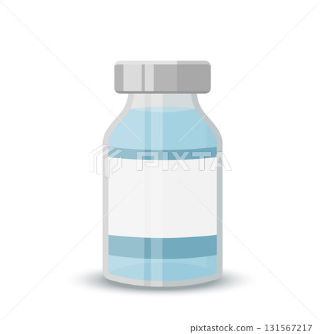 Vial icon, flat style. Medical Ampoule .Transparent glass medical vial with Aluminum Cap. Vector illustration 131567217