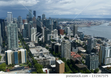 Seattle cityscape as seen from the Space Needle 131567375