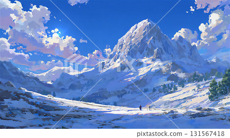 雪山藍天的美麗風景 131567418