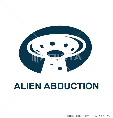 Alien spaceship with light beam 131568060