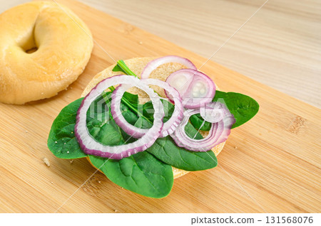 Vegetables on a bagel 131568076