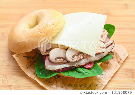 Handmade bagel sandwich 131568079