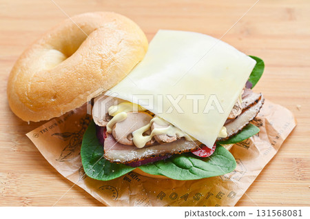 Handmade bagel sandwich Handmade bagel sandwich 131568081