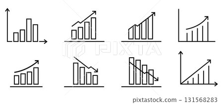 A set of charts and graphs related vector icons for your design. Graphics and statistics icons set. Collection of simple linear web icons, 3-D charts, line charts, candlesticks, combined, bar charts, A set of charts and graphs related vector icons for your design. Graphics and statistics icons set. Collection of simple linear web icons, 3-D charts, line charts, candlesticks, combined, bar charts, 131568283