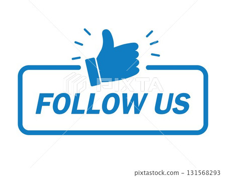 Follow us banner. Modern label with thumbs up icon. Vector illustration , flat design. 131568293