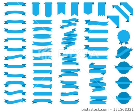 Set of Ribbons. Ribbon elements. Starburst label. Modern simple ribbons blue colored collection. Vector illustration. Set of Ribbons. Ribbon elements. Starburst label. Modern simple ribbons blue colored collection. Vector illustration. 131568321