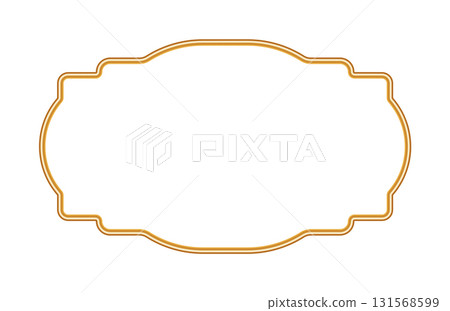 Golden 3d frame. Luxury shiny ornamental border in oriental style. Indian decorative element. Realistic object mockup for photo frame. Vector for certificate, stamp, vignette 131568599